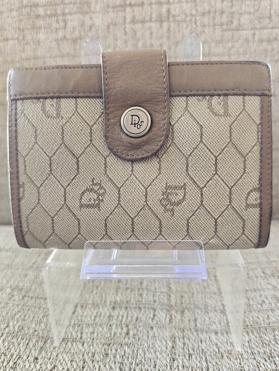 Dior Handbags - Vintage Dior Tan Canvas Wallet with Brown Leather Trim w COA